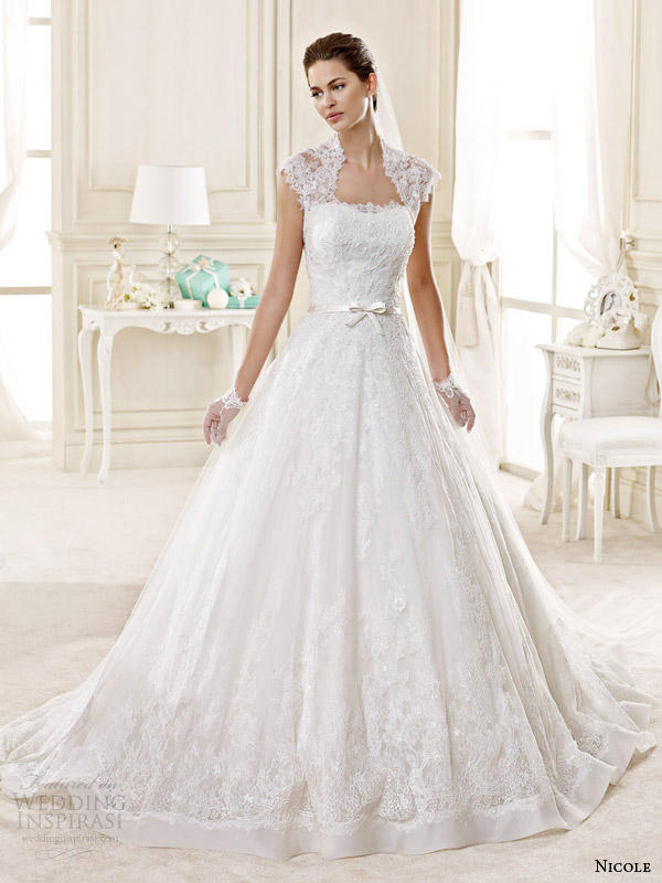 ball-gown-wedding-dress-lace-cap-sleeves 2015 -fashionbeautynews