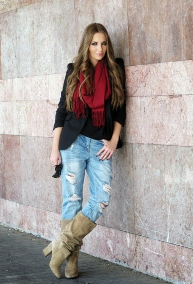 Casual-Winter-dresses-2015-Street-Style-look-fashionmaxi.com-zara-ankle-boots-booties-ray-ban-jeanslook