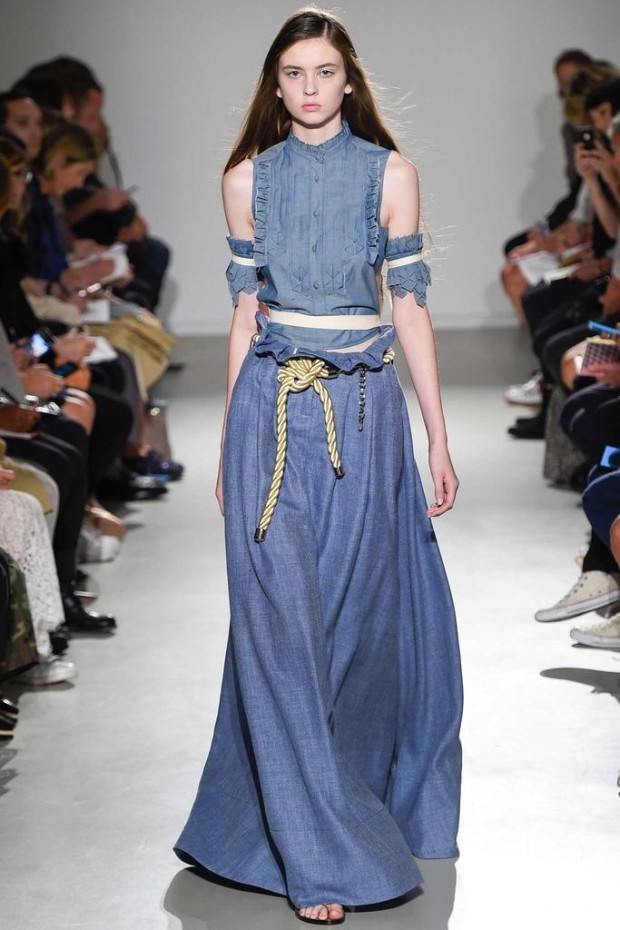 denim-ruffled-shirt-maxi-skirt-spring-2015-