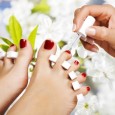 Pedicure in the spa salon in the garden