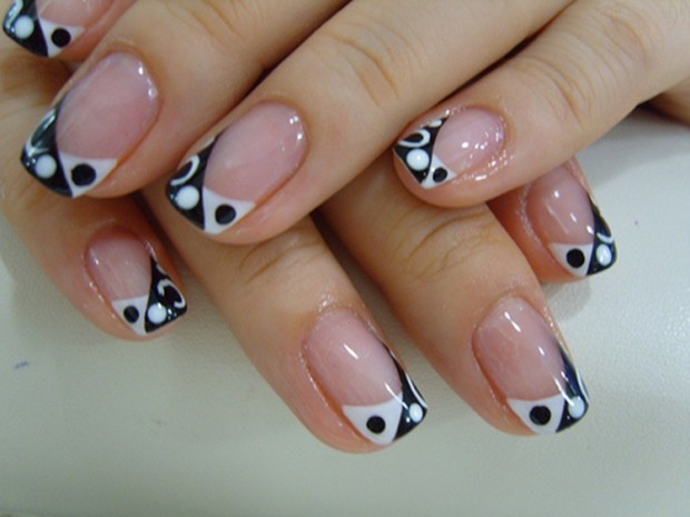 white-black nail designs