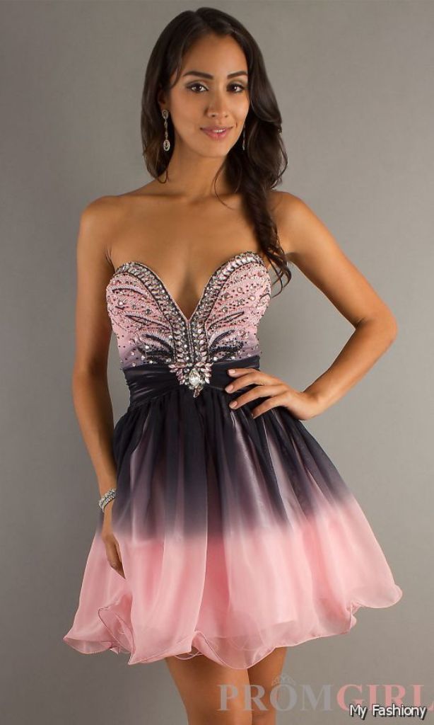 wpid-Short-Pink-And-Black-Prom-Dresses-2015-2016